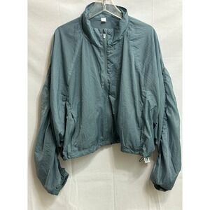 Old Navy Go-H2O Windbreaker Jacket Womens XXL Teal Blue Water Repellent Zip Crop